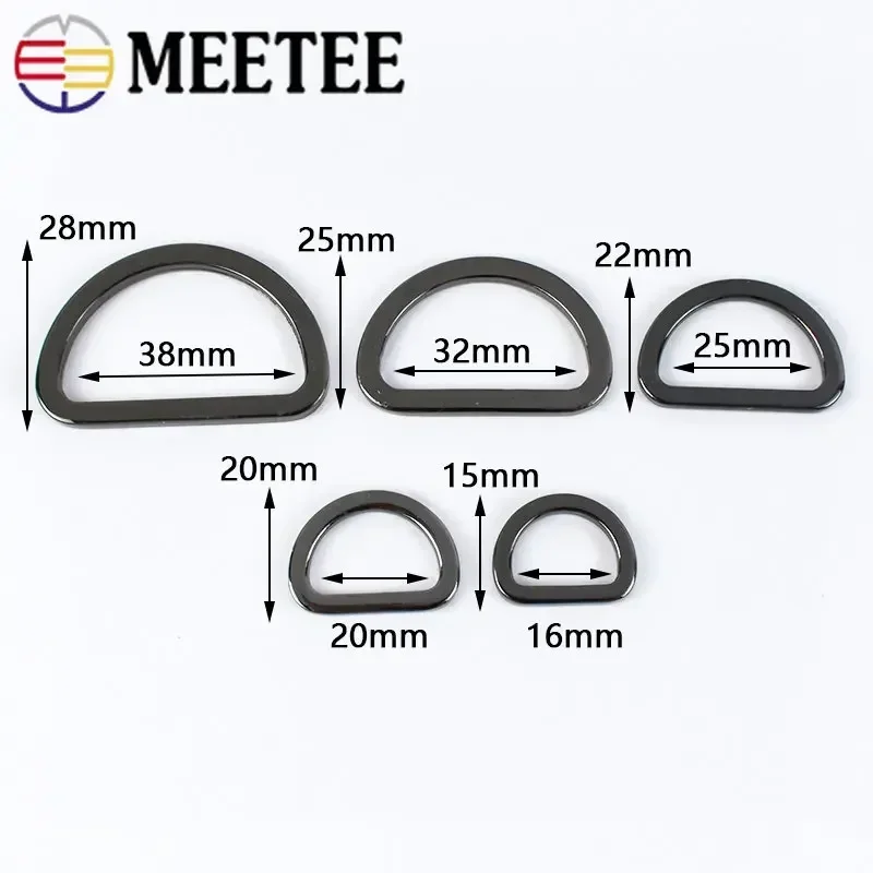 10/20pcs Meetee 16/20/25/32/38mm Metal O D Ring Buckles Flat Bag Purse Strap Dog Collar Adjustable Buckle DIY Garment Supplies