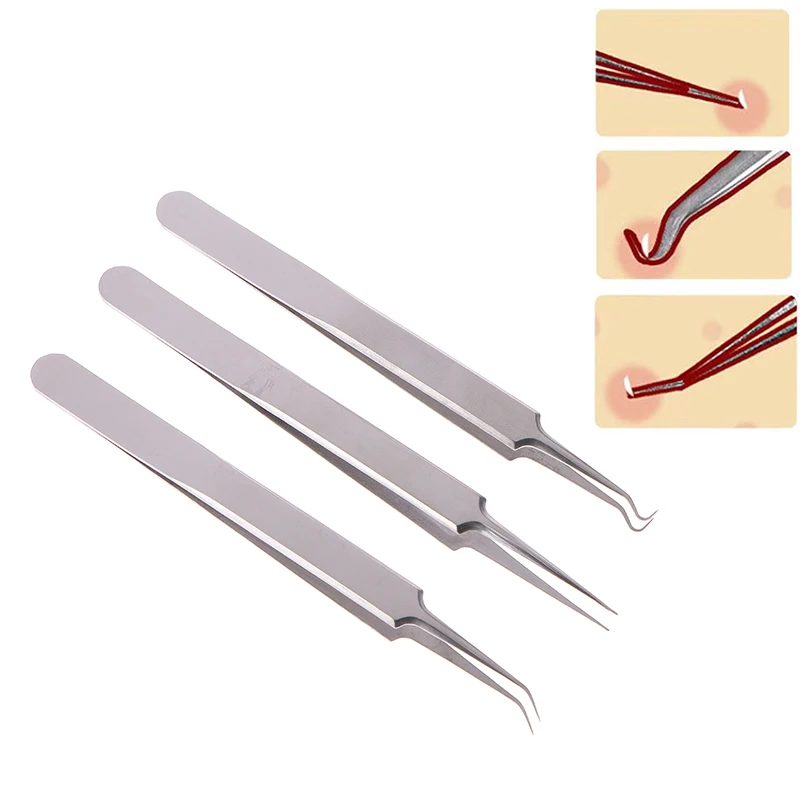 1 pc Blackhead Clip Tweezers Beauty Tool Ultra-fine Cell Pimples Acne Needle Stainless Steel Cleansing Tweezer