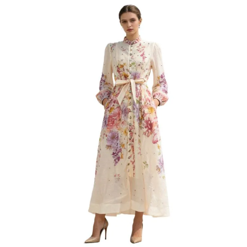 2026 Australian Holiday Sle Langer Rock Dr mit großem Volant und Knopfdekoration, Urlaubsmuster, Damen Dr