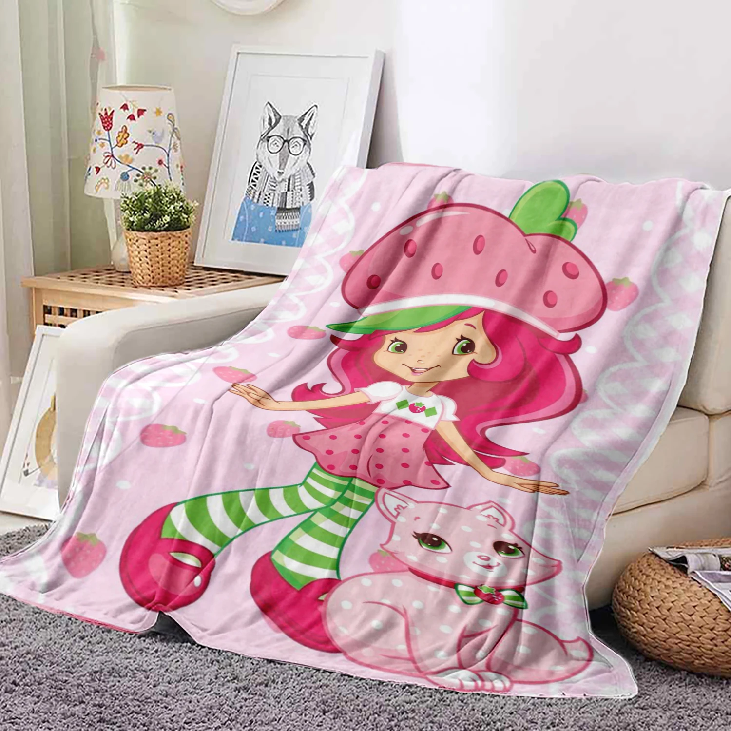 

S-Strawberry Themed Blanket, Multi-purpose Blanket, Suitable for All Seasons, Christmas Gift, Perfect Gift for Family and Friend