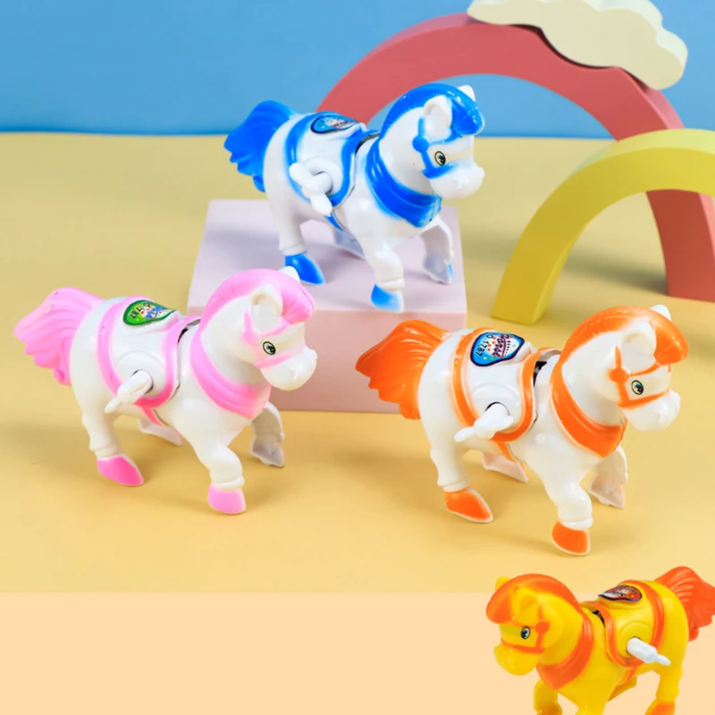 1 pz nuovo cartone animato carino pony divertente cavallo a carica giocattoli puzzle per bambini giocattoli a orologeria ragazzi/ragazze festa festa regalo di compleanno