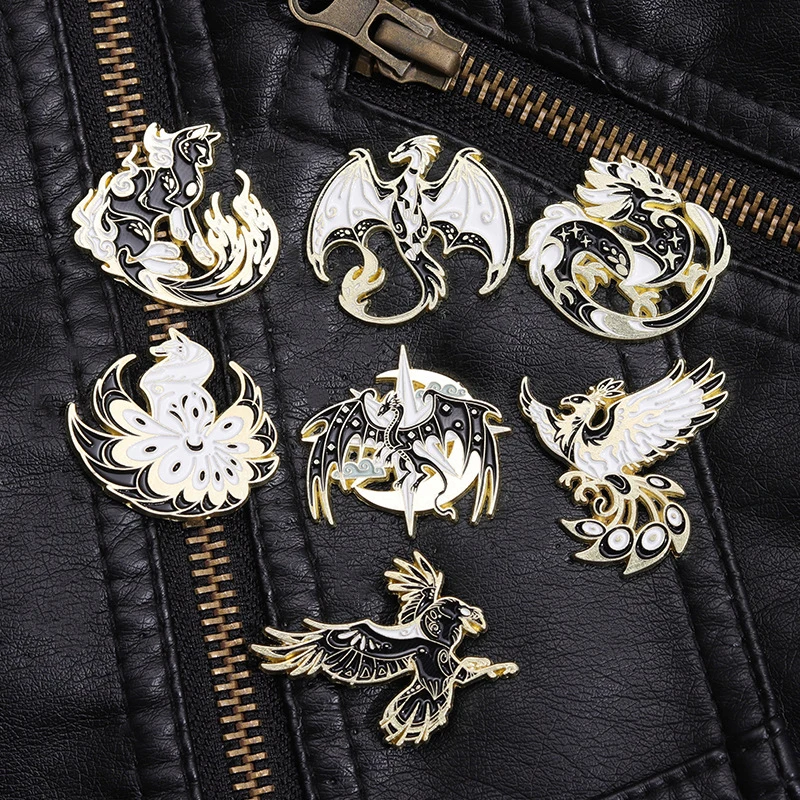 Vintage Dragon Birds Animals Brooch Pin Lapel Metal Gifts Backpack Hat Friends Brooch Badge Jewelry Accessories image 4