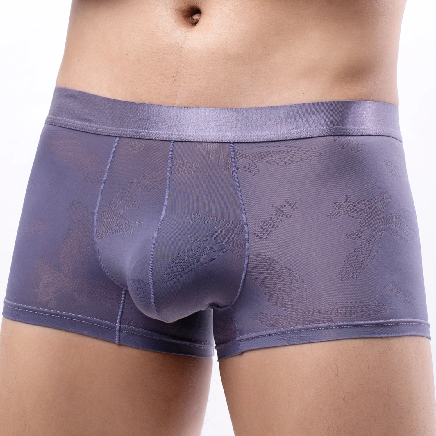 Sexy Men Underwear Seamless Boxers Shorts Hombre Ice Silk Fashion Panties Man Printed Breathable U Pouch Thin Underpants Cueca