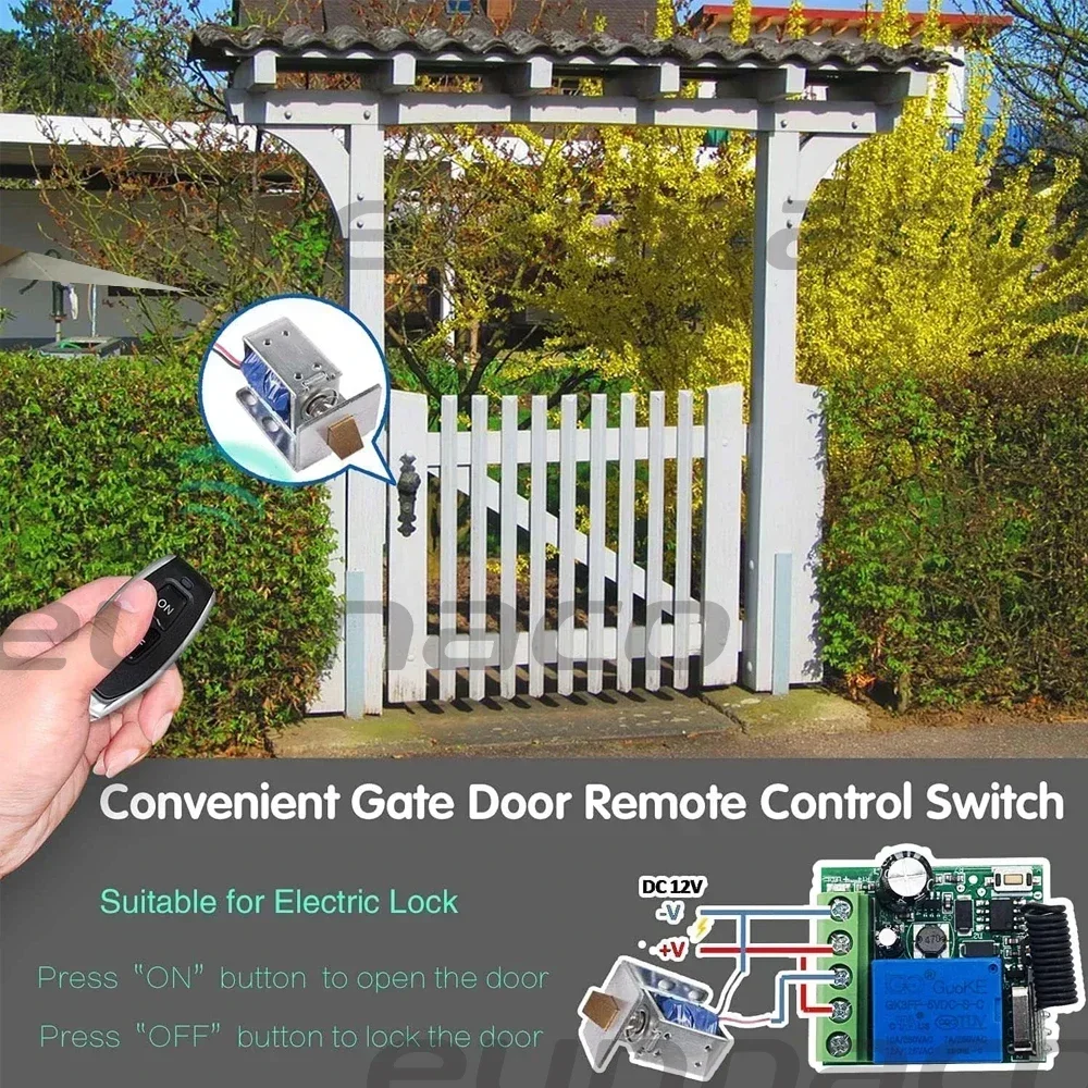 433Mhz Remote Control Wireless Switch DC 12V  Relay Receiver RF 10A and 2CH Transmitter For Door Electromagnetic Lock DIY