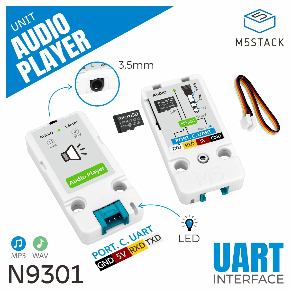 M5Stack Official Audio Player Unit (N9301)