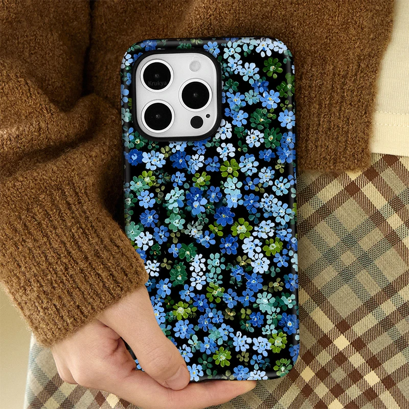 Krukya Little Flowers جراب هاتف آيفون 16 15 14 13 12 11 Pro Max SE X XE XS Max 17 Air Soft غطاء أكريليك مقاوم للصدمات