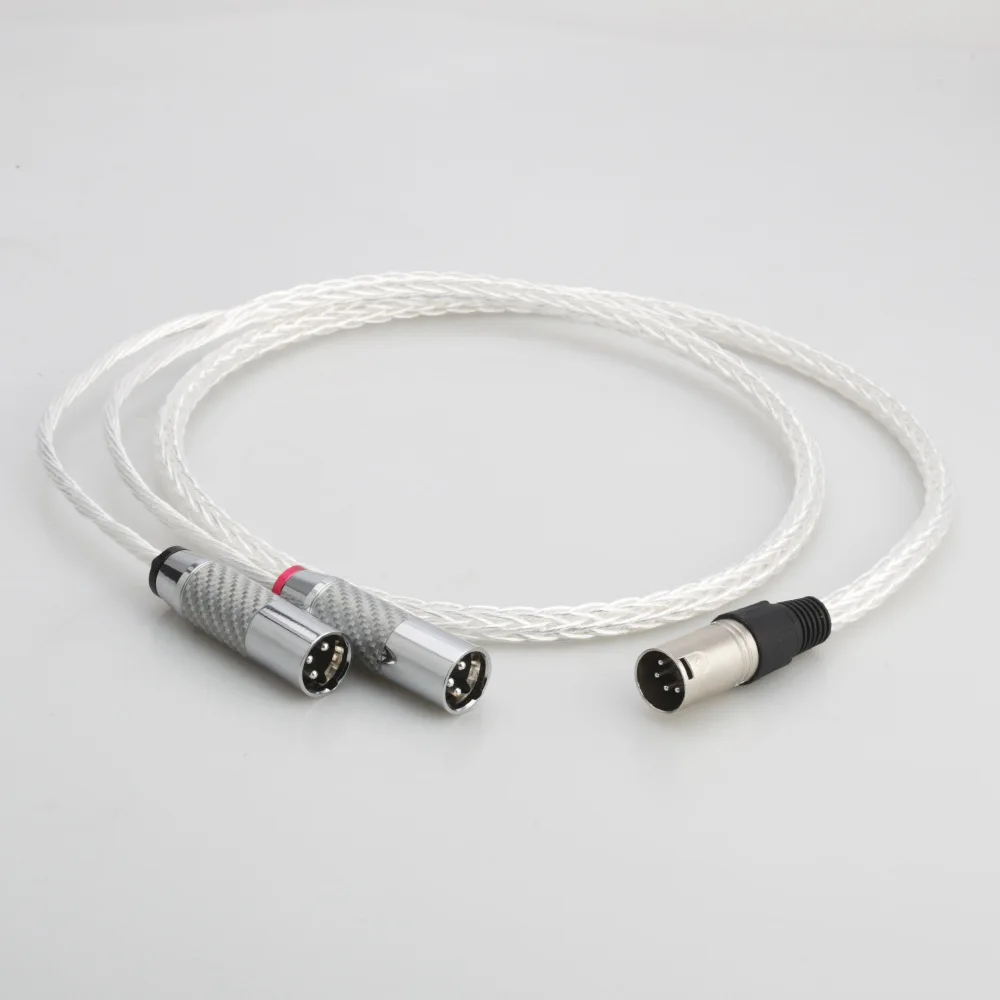 단결정 실버 8AG 와이어 XLR 남성 - 2XLR 남성 연결 와이어, 탄소 섬유 실버 XLR 플러그와 균형 잡힘