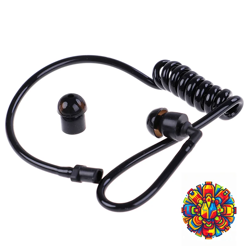 Black replacement coil acoustic air tube earplug for radio earpiece headset