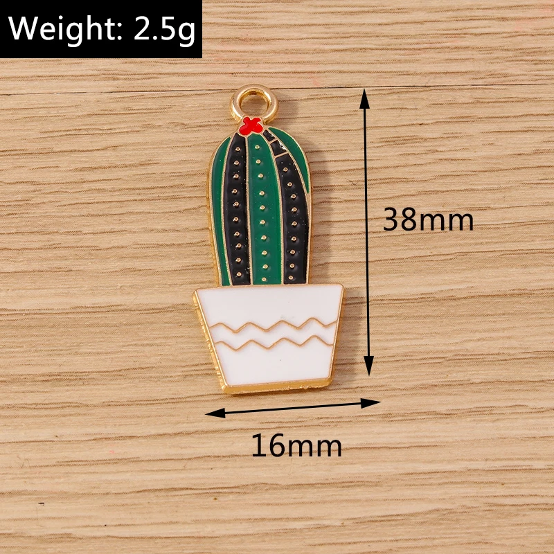 10 Stück Mix süße Pflanzen Charms Emaille Kaktus Charms Anhänger für Schmuckherstellung Halsketten Ohrringe Armbänder DIY Bastelzubehör – Detail 7
