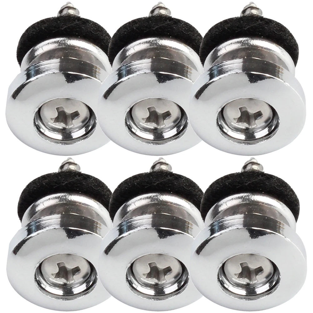 

6 Pcs Guitar Tuning Peg Buttons Strap Locks Golden Retriever Silver Iron Electric