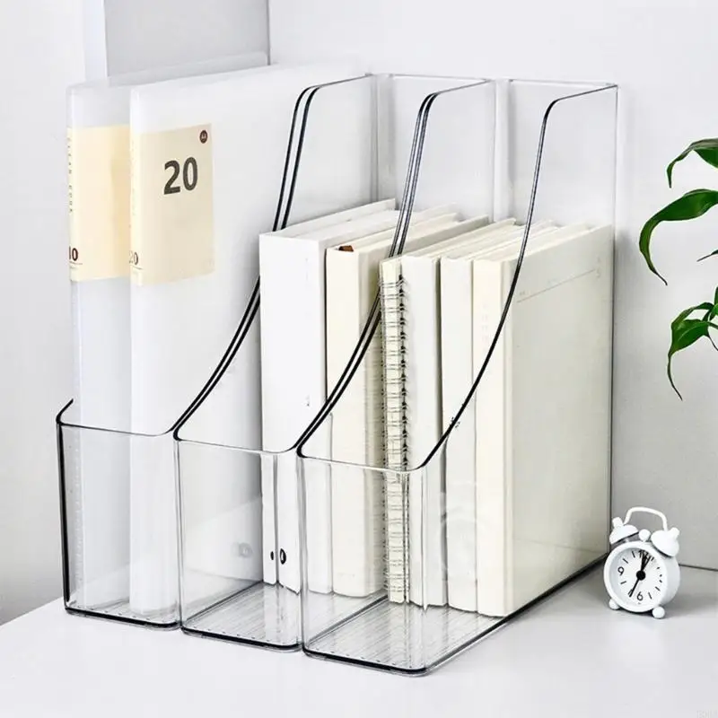 Clear Desktop Bookends Book Magazine Stand Multipurpose Desk Book End Space Saving Desk Book Protecters 8.5x25x30cm