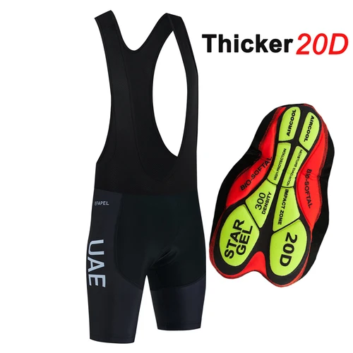 2024 Emiratos Árabes Unidos Ciclismo Baberos pantalones cortos hombres mujeres 20D Gel Pad negro pantalones de bicicleta de secado rápido Ropa Ciclismo Culottes