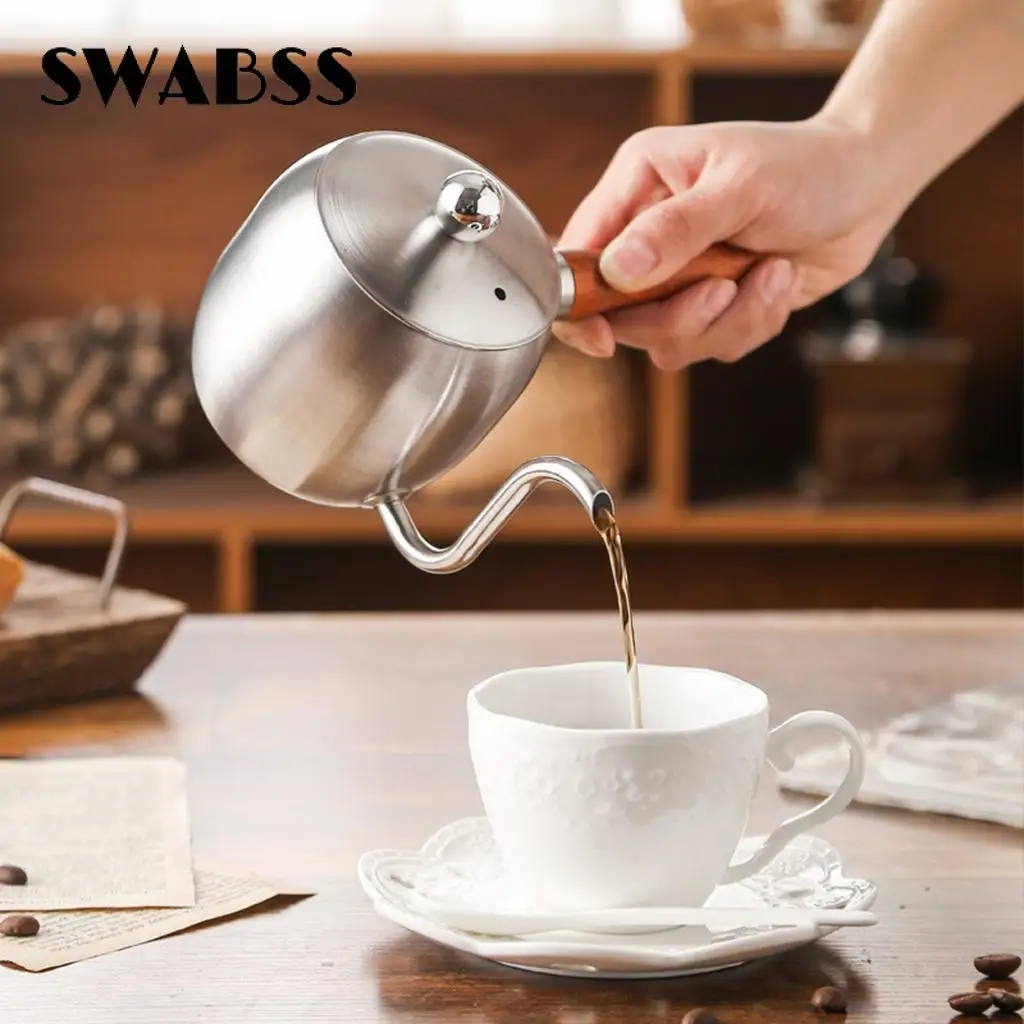 

Coffee Kettle Hanging Ear Long Mouth Coffee Pot Wooden Handle Stainless Steel Drip Espresso Pot Set Home Office Coffee Utensils