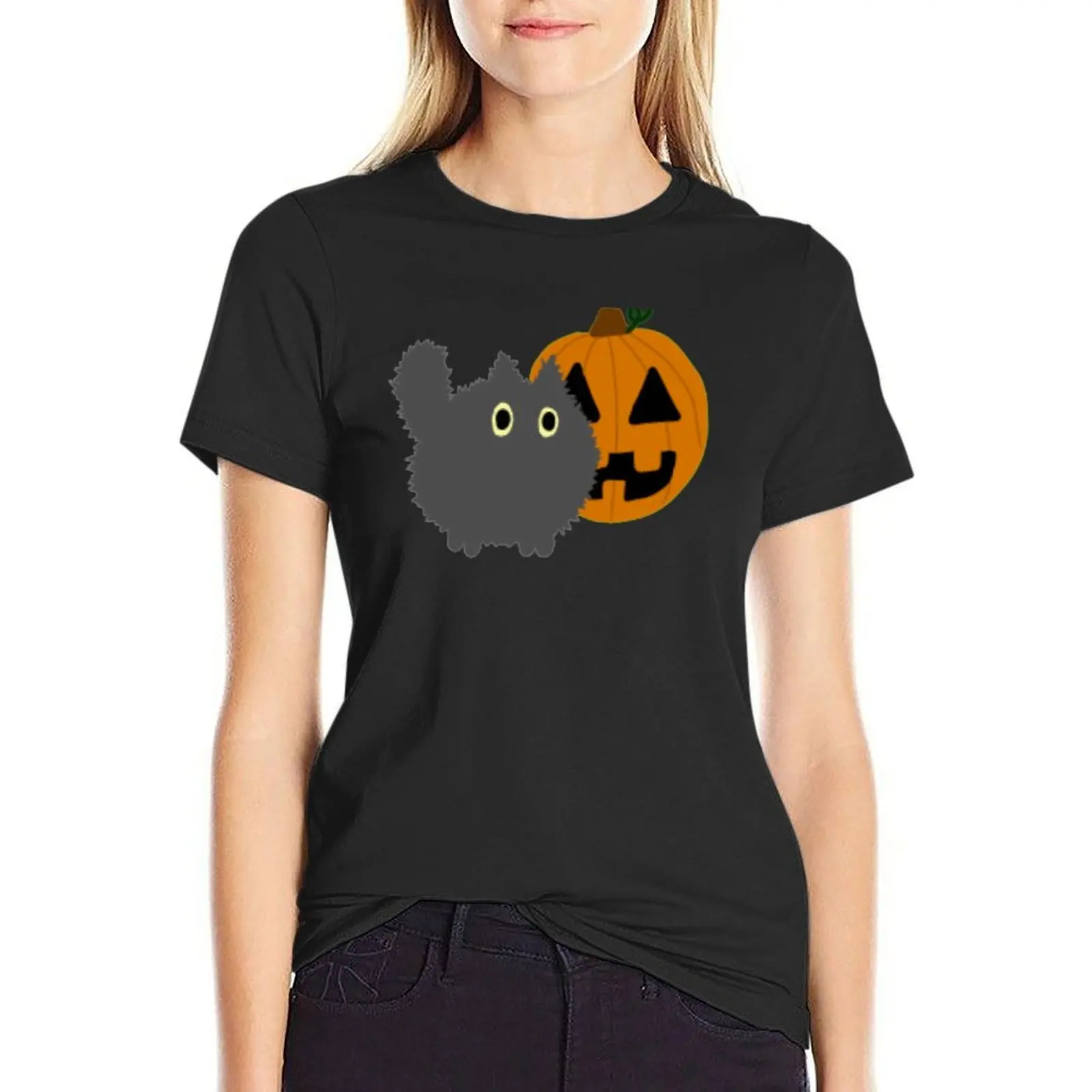 Spooky Cat T-Shirt oversized Blouse luxury designer clothing Women