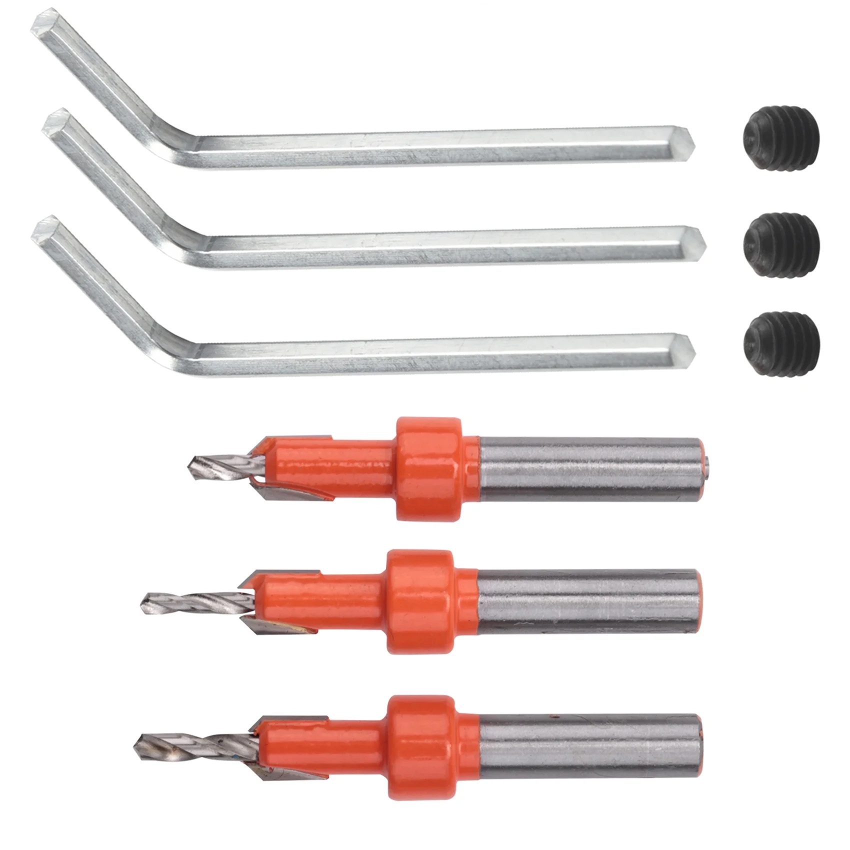 Juego de brocas avellanadoras de 3 piezas, brocas para agujeros de madera, brocas para trabajar la madera con llave hexagonal, cortador de tornillos