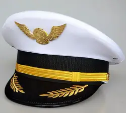 Aviation Cap Captain Hat Men Pilot Work White