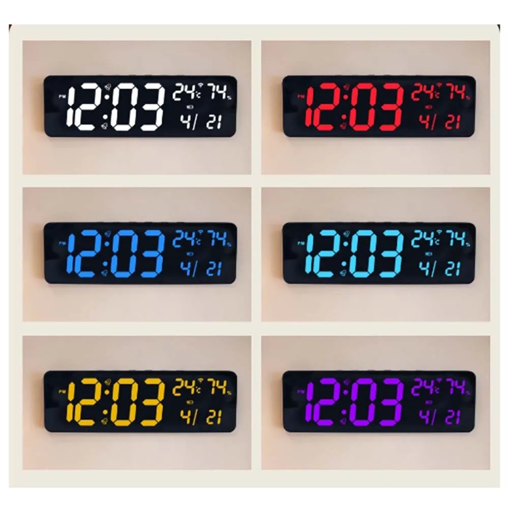 

Умные настенные часы RGB с датчиком освещенности, беспроводная синхронизация и дисплей вечного календаря для домашнего офиса