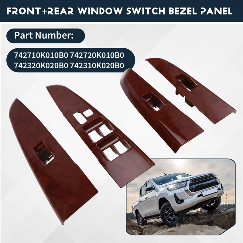 

4PCS Front+Rear Door Armrest Trim Panel Window Switch Bezel For Toyota Hilux 05-14 4271-0K010 74272-0K010 74231-0K020