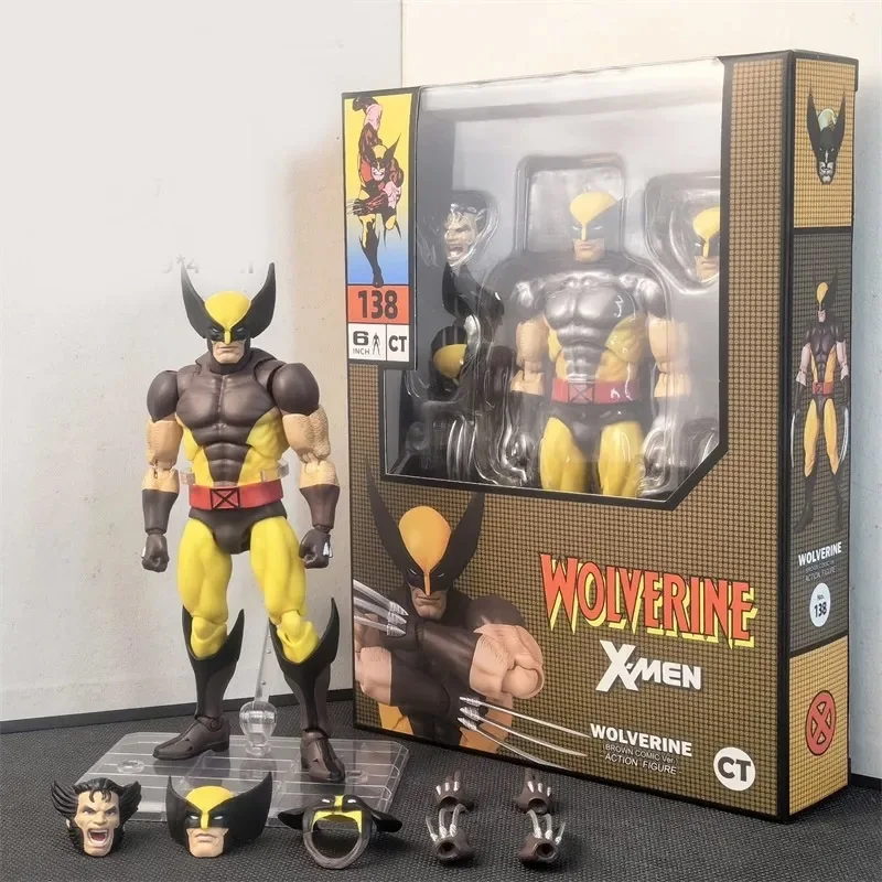 Ct brinquedos mafex096 maf138 wolverine figura x-men marrom quadrinhos wolverine figuras de ação anime mafex 138 ko estatueta pvc modelo presente