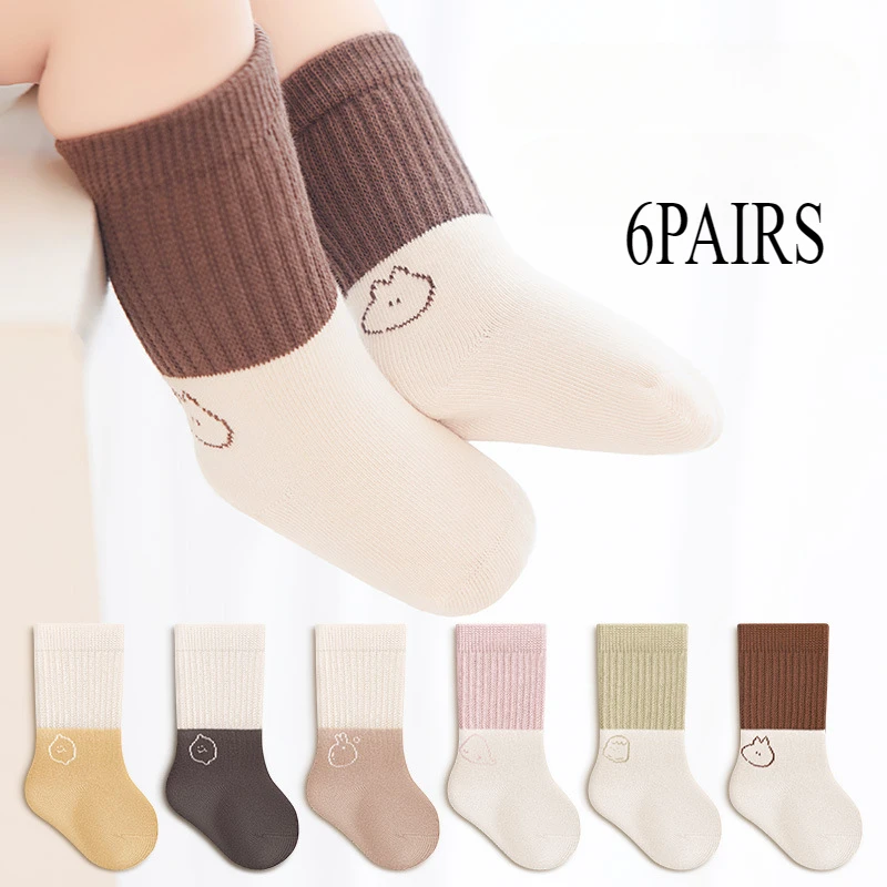 Baby Socks 0-3 Baby Socks 2024 Autumn/Winter Creative Color Matching Baby Mid-tube Socks for Children Are Not Constricting