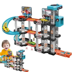 Racing Rail Car Toys Children Garage Catapult Track Game Toy Kids Building Parking Baby Lot Gas Station DIY Winding Car Road Toy