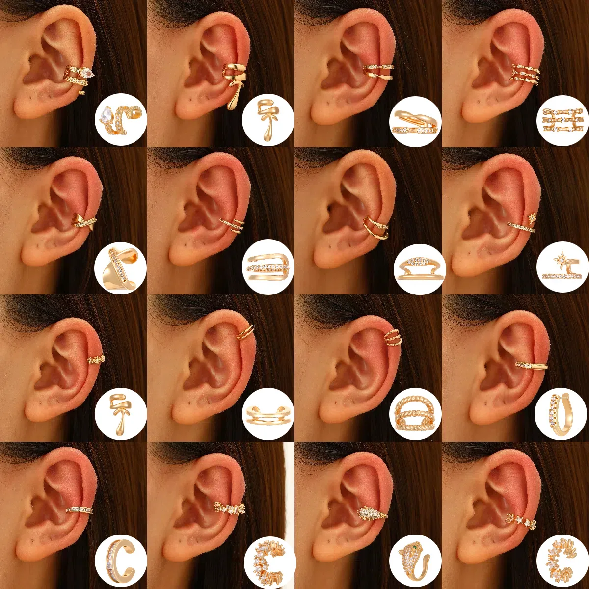 Korean Crystal Clip Earrings For Women Without Hole Jewelry 2026 Trending Luxury Fake Single Ear Bone Clip Earrings Ear Cuffs