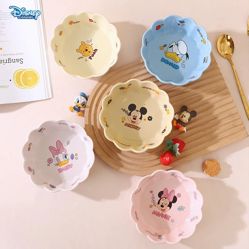 Disney Mickey Mouse Mickey Minnie ceramic full color glaze lace rice bowl household cartoon tableware kitchen dinner bowl