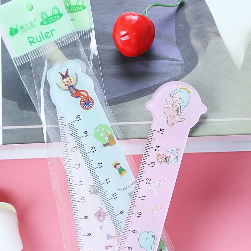 6 Piece Kawaii Stationery Cartoon Drawing Kitten Straight Plastic Ruler