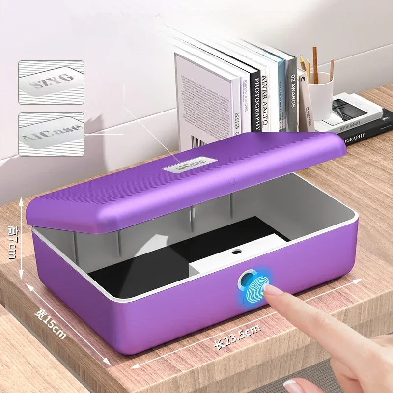 Fingerprint Security Storage Box com senha de bloqueio, Smart Confidential Hidden Safe, Key, ID Card, Jóias, Privacidade