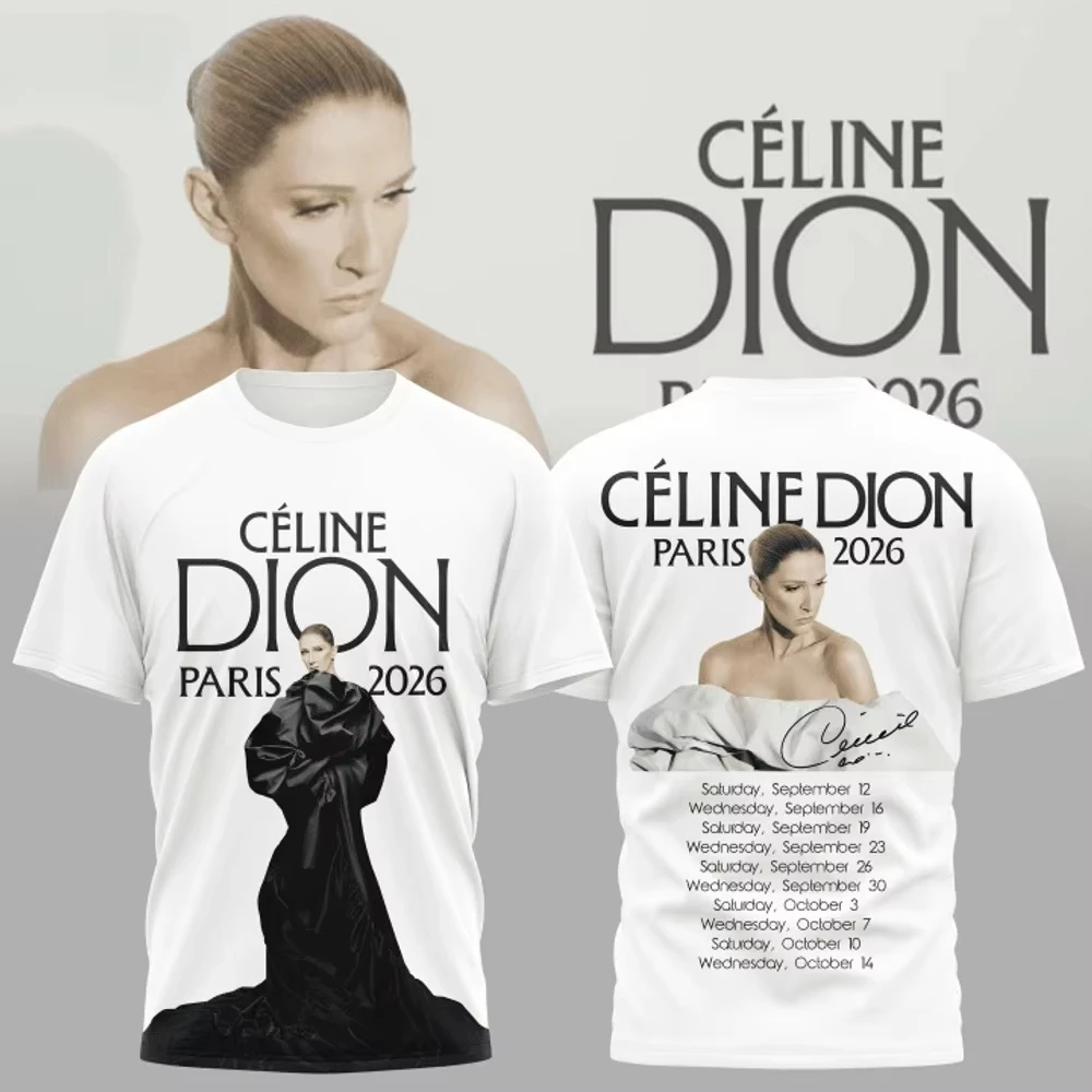 2026 Summer Hotsale New Celine Dion Paris 2026 Fan Tour Gift T-shirt Men Women Kids Fashion Men's T-shirt Pop Mus