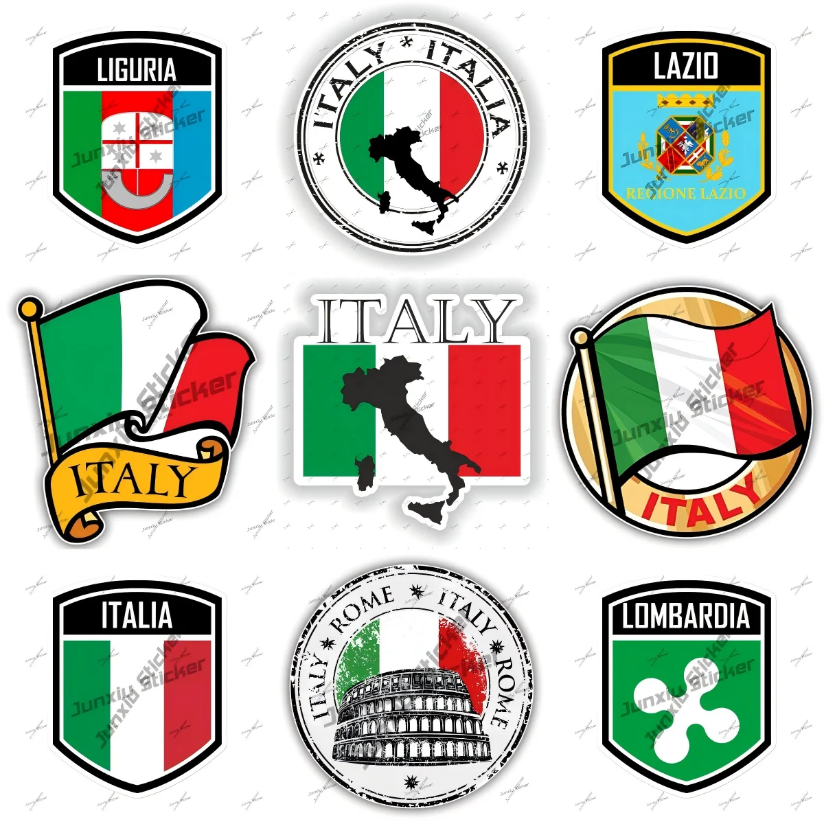 

Italy Flag Slogan High-quality Sticker Lazioliguria Lombardia Emblem Italy Verona The Roman Colosseum Round Seal Vinyl Decal