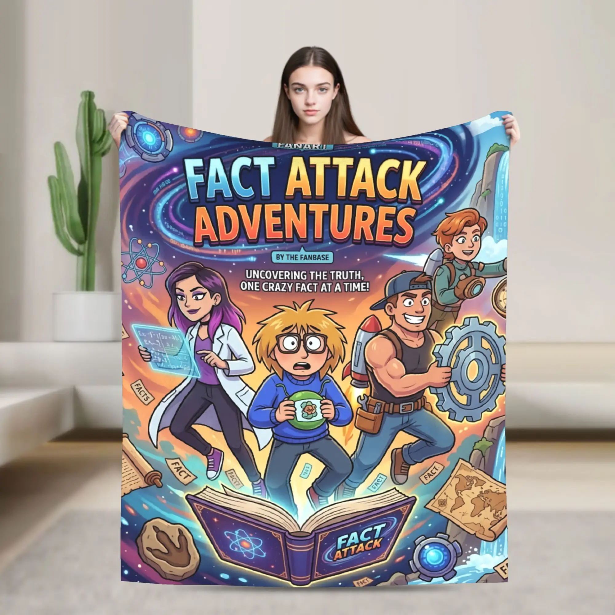 F-Fact A-Attack Adventures Throw Blanket for Couch  Soft Fuzzy Plush Blanket 50x60 Inches Multiple Sizes Bedspreads All Seasons