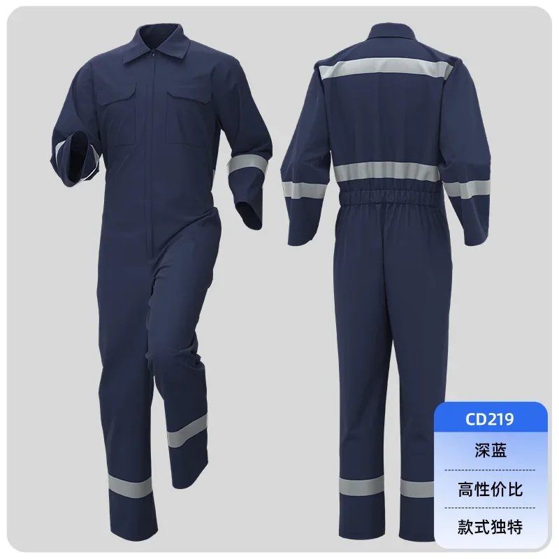 Men's Lightweight Work Coveralls Dustproof Dungarees One Piece Reflective Strips Safety Mechanics Jumpsuits Working Uniforms