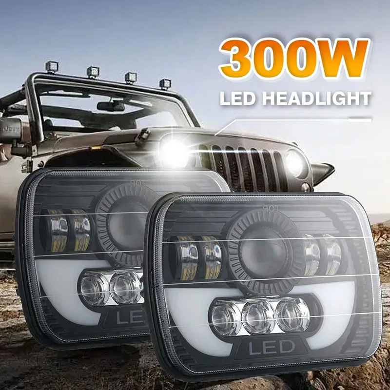 

High Quality 55W 7x6'' 5X7" Waterproof LED Projector Headlight Bulb Hi-Lo Beam Halo for Jeep Cherokee XJ Car Light Accessories