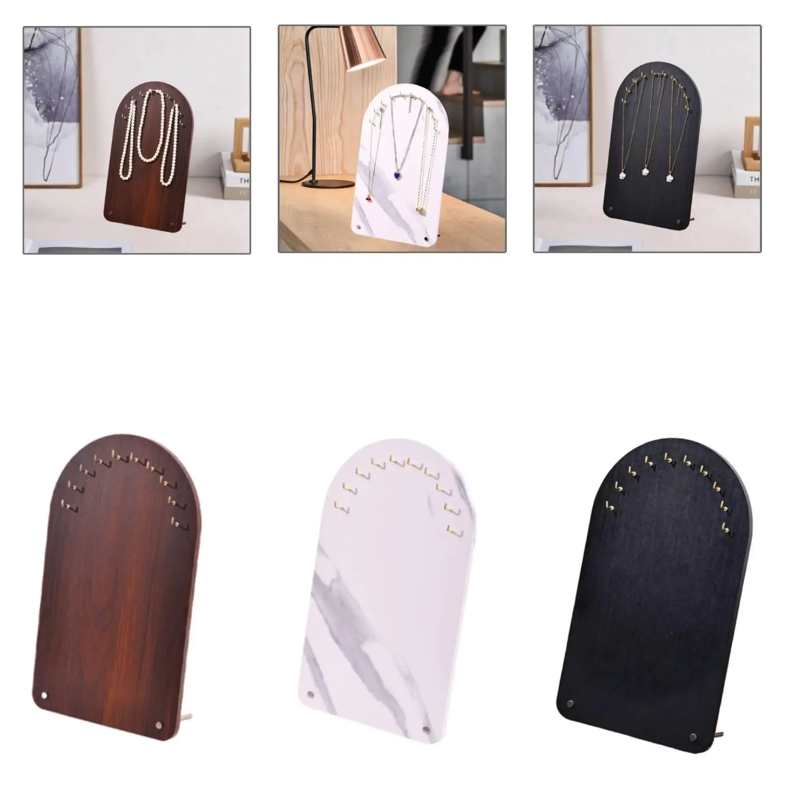 

Jewelry Display Stand Wooden Holder Rack with 10 Hooks Necklace Organizer for Store Showcase and Gifts