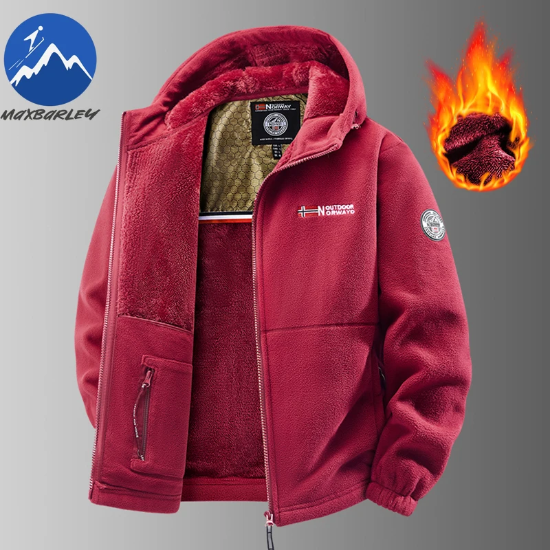 

COMXZ Brand Winter Fleece Jacket Men Casual Thickened Wool Coat Athleisure Design Warm Fashion Hooded Jackets Snow Ski Suit