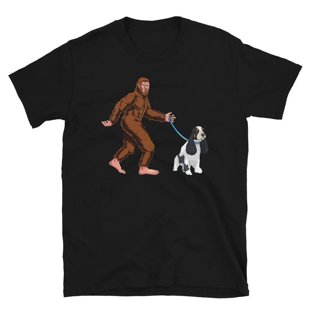 Funny BigfooT T Shirt Dog Walking Cocker Spaniel Sasquatch Walker English Pet Owner