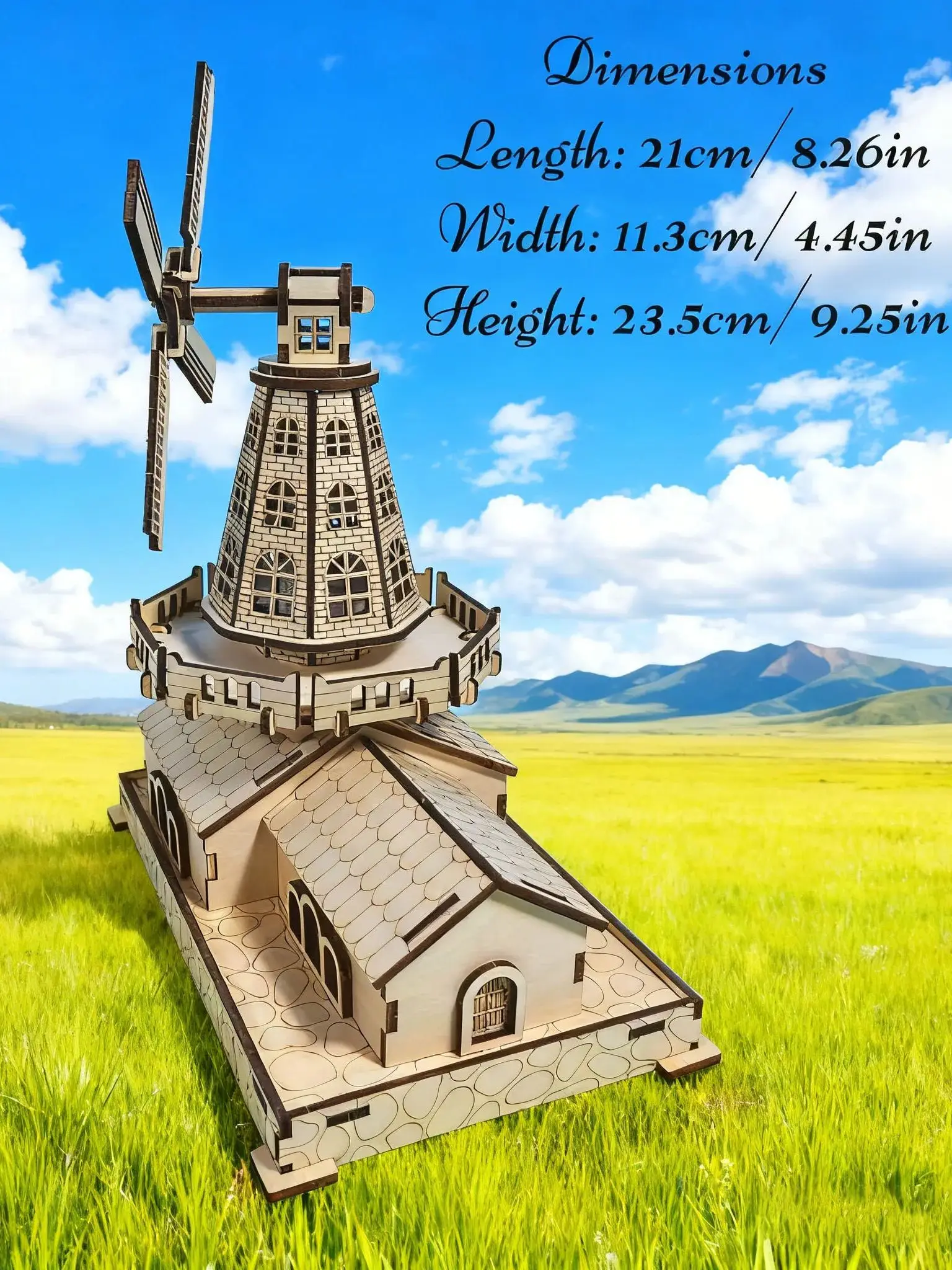 Puzzle 3D en bois DIY Moulin à vent Puzzle 3D créatif Idéal comme cadeau de fête ou décoration d'intérieur Design exquis