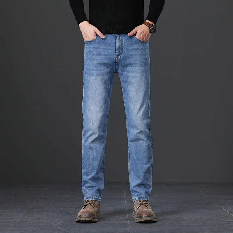 Jeans Slim droits vintage pour hommes, pantalons réguliers, denim décontracté, vêtements d'affaires, marque FJMale, mode automne, nouveau, 2024