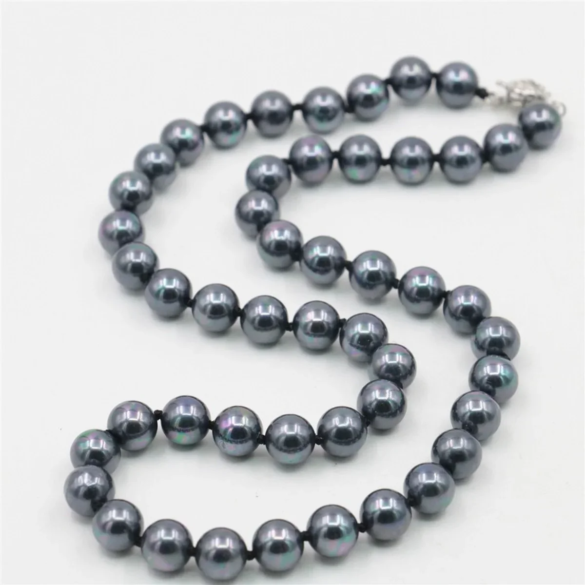 8mm Round Multicolor Black Sea Shell Pearl Necklace Pearl Jewelry Rope Chain Necklace Natural Stone 18inch Choker Rose Clasp