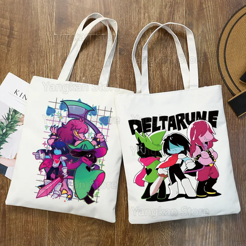 حقيبة تسوق Deltarune للمتسوقين صديقة للبيئة من القماش القطني للمتسوقين Bolsas De Tela حقيبة تسوق قابلة لإعادة الاستخدام Sacolas