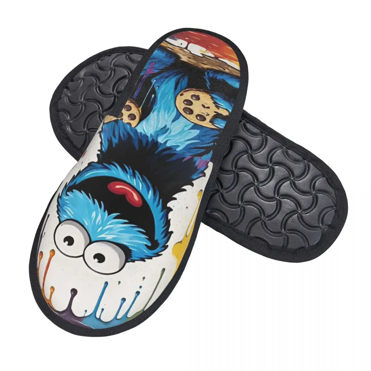 مخصص كوكي مونستر برامج التلفزيون رغوة الذاكرة النعال النساء النعال منزل دافئ دافئ