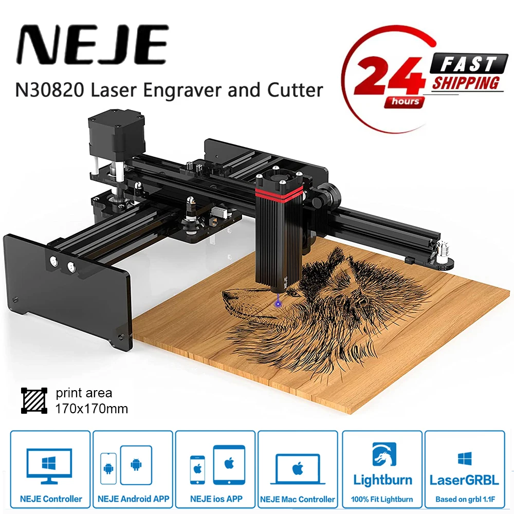 Máquina de grabado NEJE 3 N30820, enrutador CNC, herramienta de bricolaje, Lightburn LaserGRBL, cortador MCU de 32 bits, grabador láser de corte