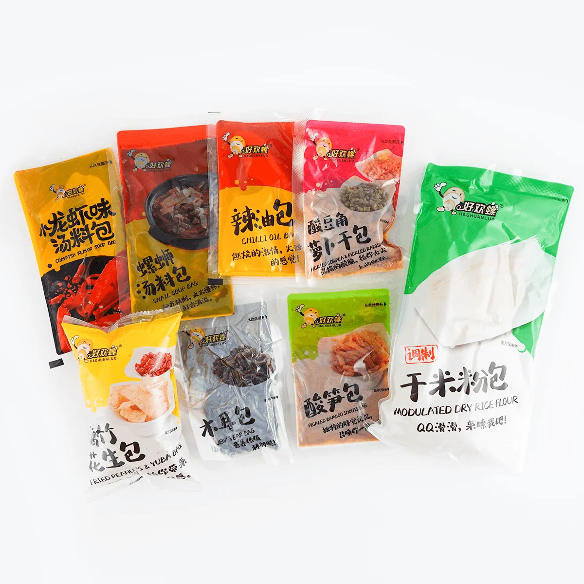 HAOHUANLUO 달팽이 국수, 가재 맛, 320g, 정통 수출 버전, 5 팩