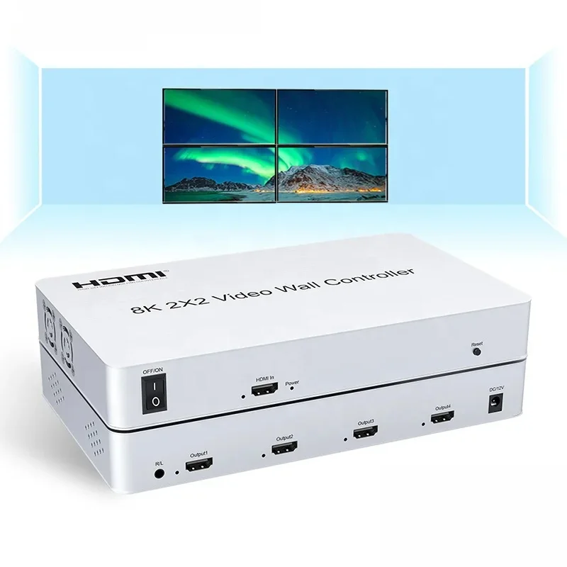 Factory Direct Sales 2K 4K 8K TV Wall HDMI Ultra HD TV Video Wall Controller 2x2 Support HDMI 1 Input 4 Output