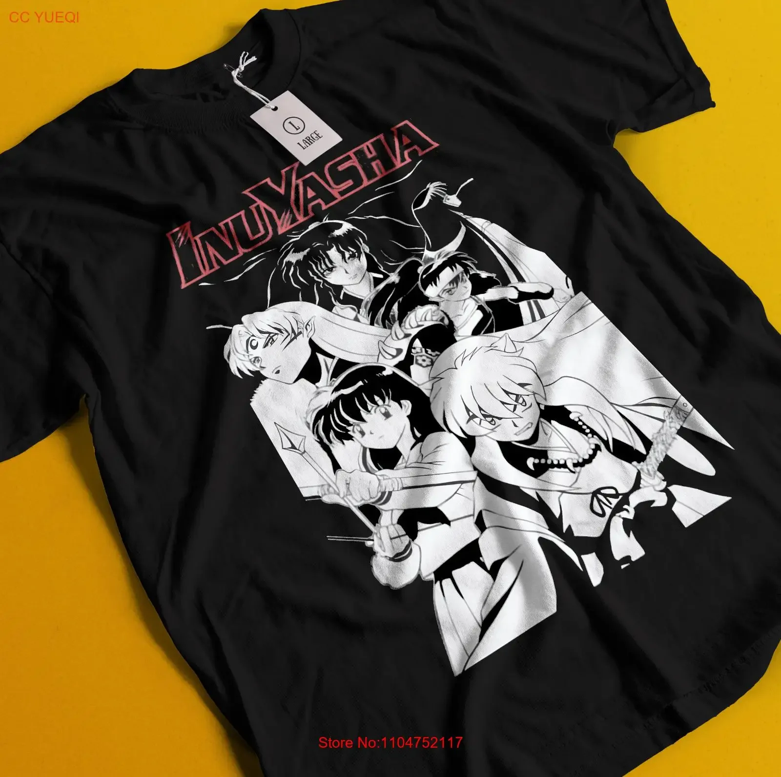 Camiseta Inuyasha Sesshomaru Kagome Higurashi Miroku Naraku Koga vintage gráfico lavado ropa de diseñador versátil moda
