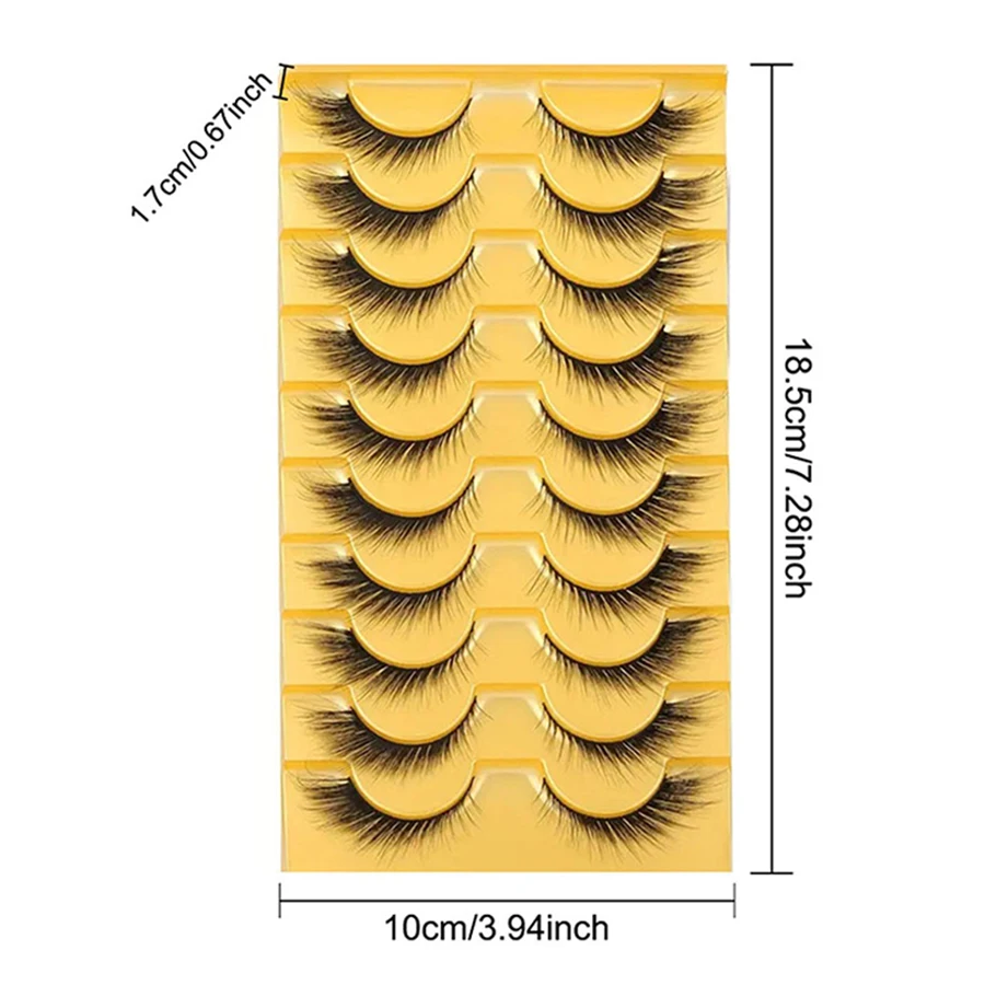 10 أزواج من الرموش الصناعية الناعمة ذات العين المانجو ثلاثية الأبعاد الطويلة والسميكة، لافتة للنظر، رموش صناعية كاملة، تعزز مظهر العين
