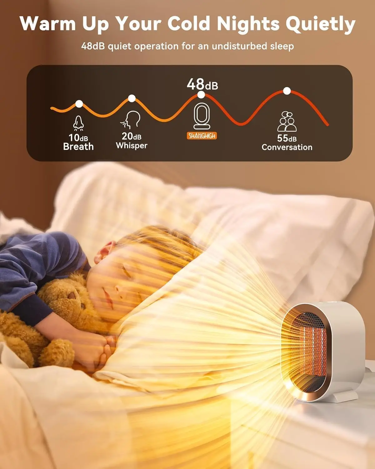 2026 New Upgrade Ceramic Space Heater, White | Portable, Quiet, Fast Heating, Tip-Over, 2 Heat Modes,Flame-Retardant A