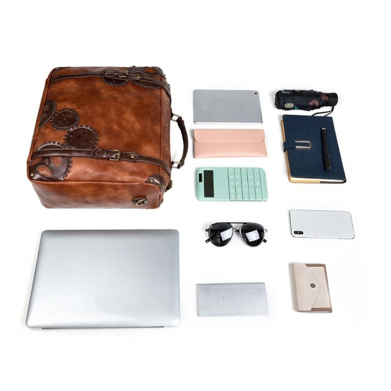 女性用レザーメッセンジャーバッグブリーフケースヴィンテージサッチェルバッグショルダーバッグ