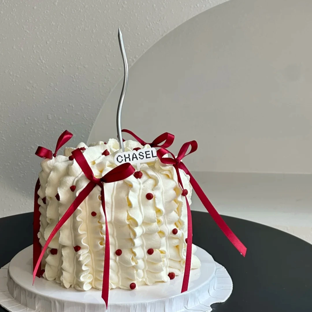 

Trendy 2024 Knot Polka Dot Imitation Cake Wine Red Ribbon Purple Display Window Home Decoration Fake Fruit